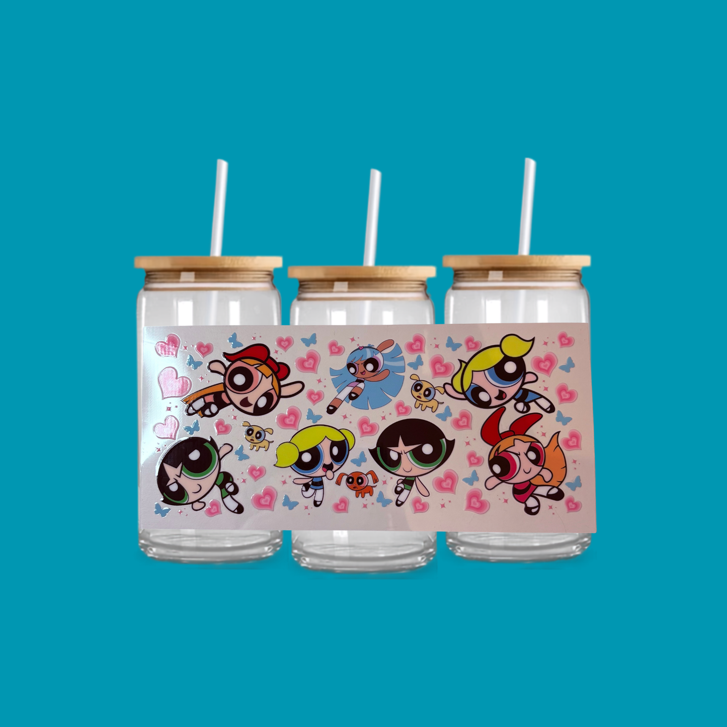 POWERPUFF GLASS CAN TUMBLER
