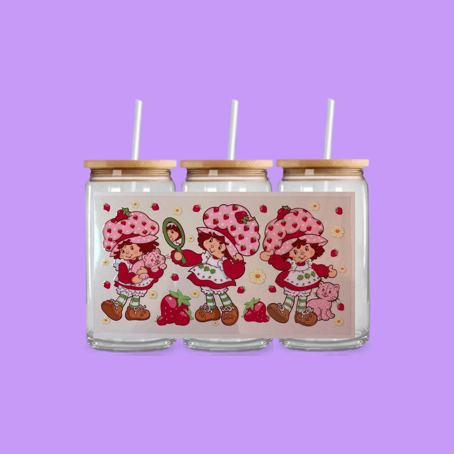 STRAWBERRY SHORTCAKE GLASS CAN TUMBLER