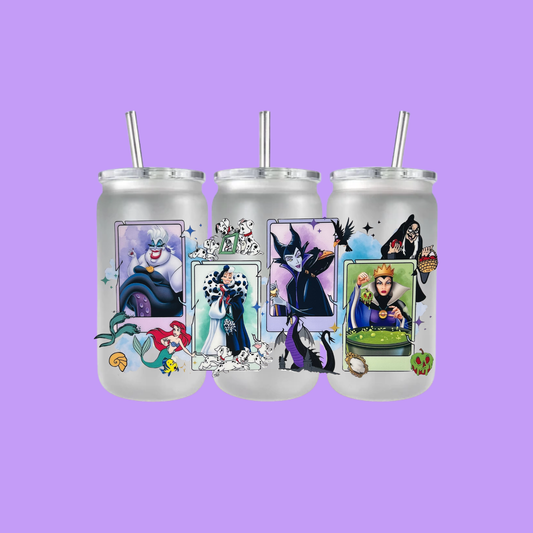 DISNEY VILLAIN 2 PLASTIC FROSTED CAN TUMBLER