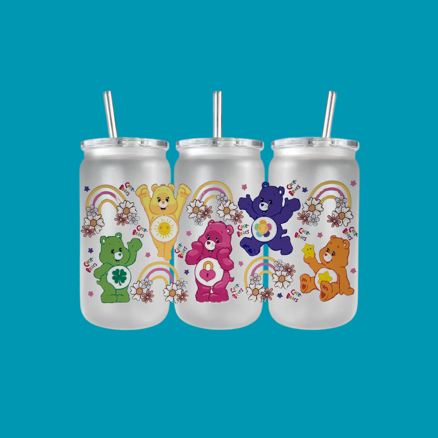 CARE BEARS PLASTIC FROSTED CAN TUMBLER