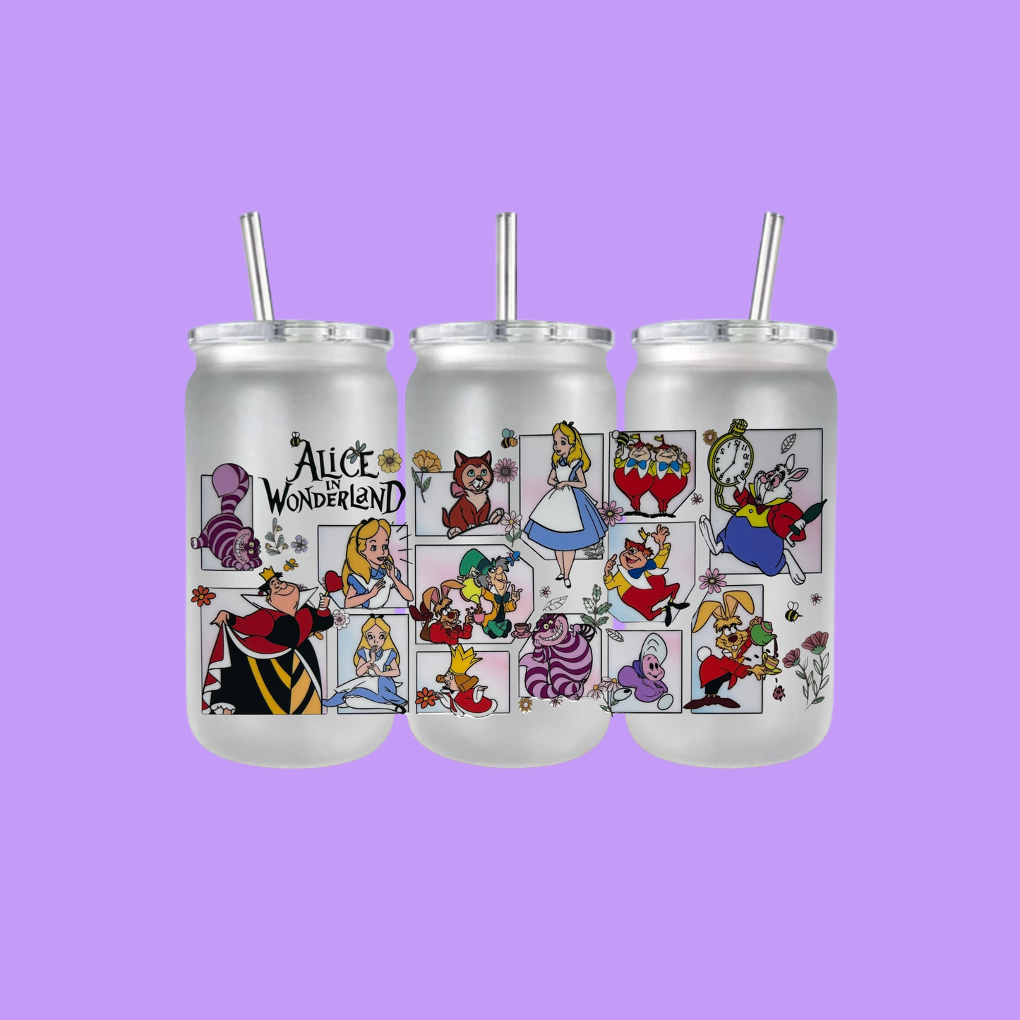 ALICE IN WONDERLAND PLASTIC FROSTED CAN TUMBLER