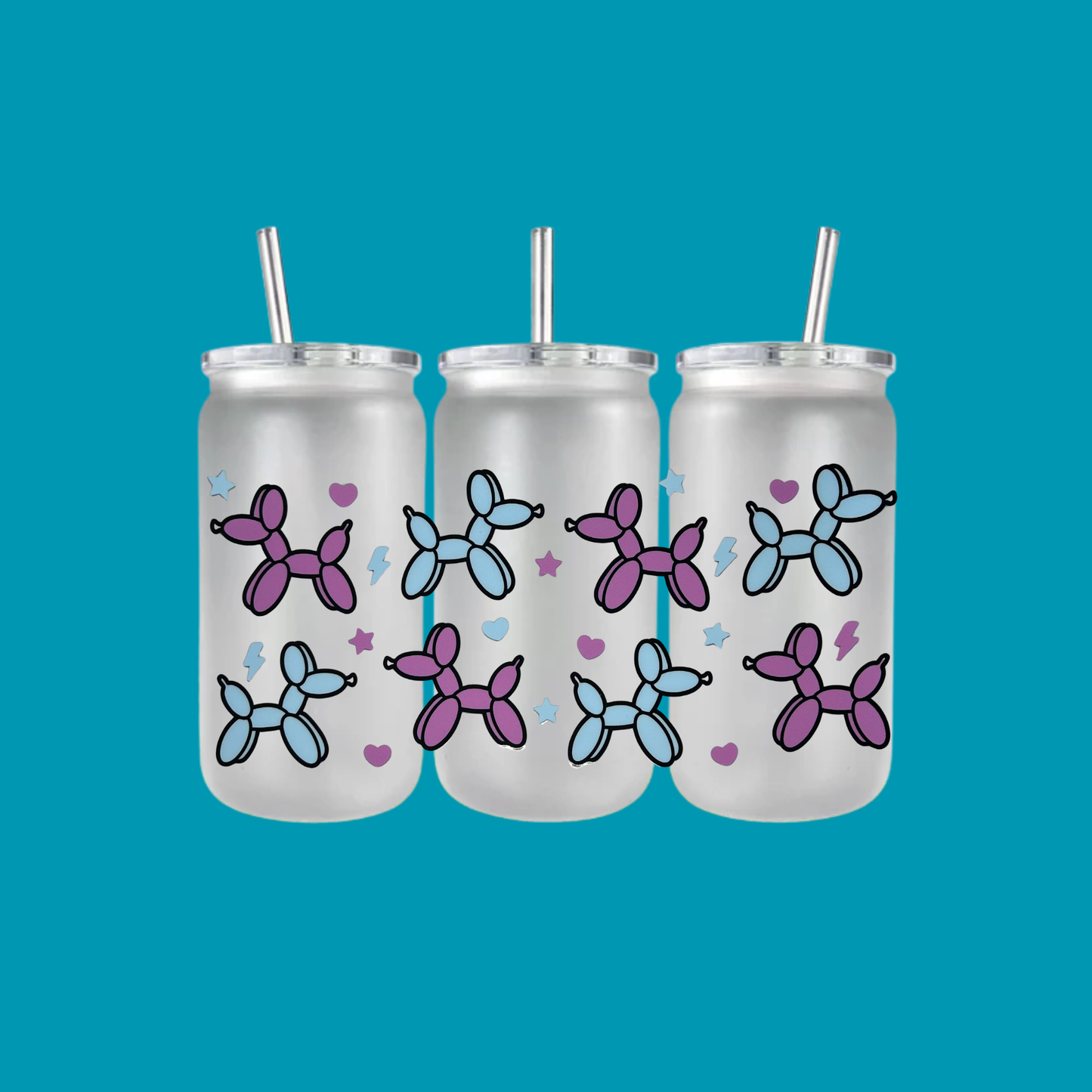 BALLOON DOG PLASTIC FROSTED CAN TUMBLER