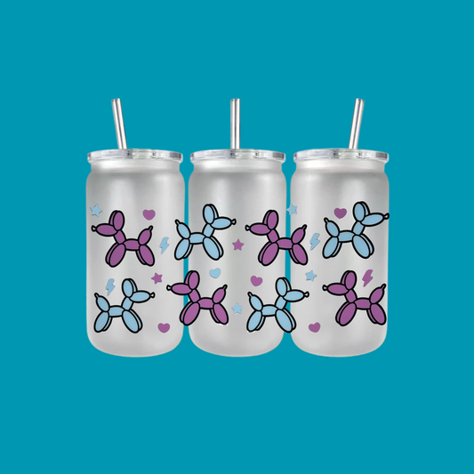 BALLOON DOG PLASTIC FROSTED CAN TUMBLER