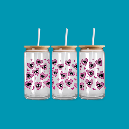 EYE HEART GLASS CAN TUMBLER