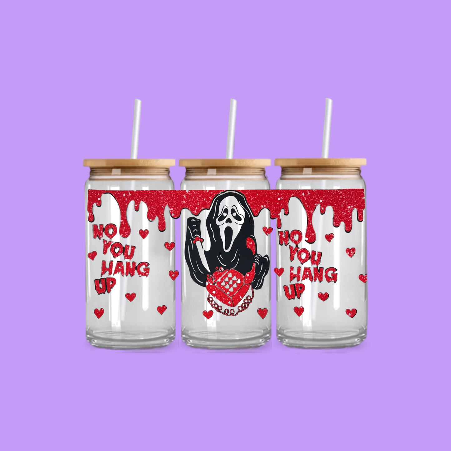 SCREAM YOU HANG UP GLASS CAN TUMBLER