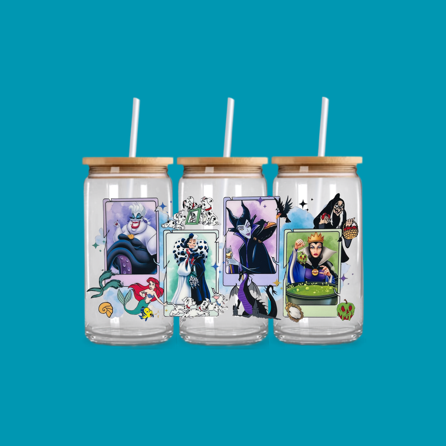 DISNEY VILLAIN 2 GLASS CAN TUMBLER