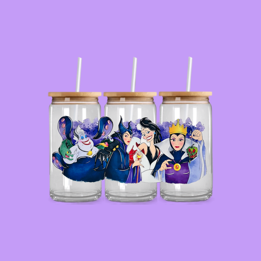 DISNEY VILLAIN GLASS CAN TUMBLER