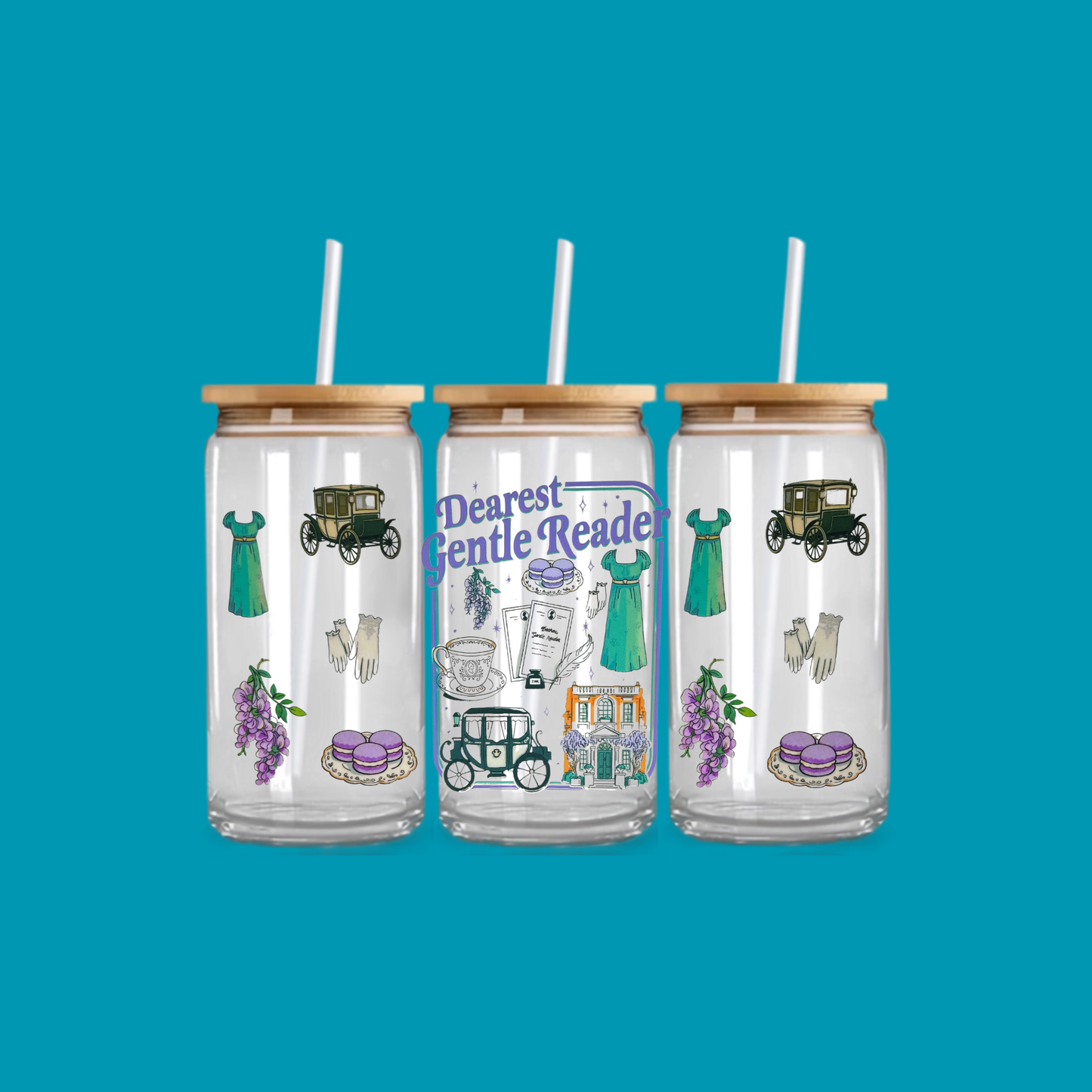 DEAREST GENTLE READER GLASS CAN TUMBLER