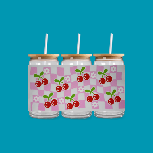 CHERRY GLASS CAN TUMBLER