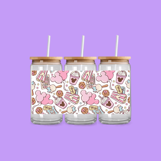 DISNEY PARK GLASS CAN TUMBLER