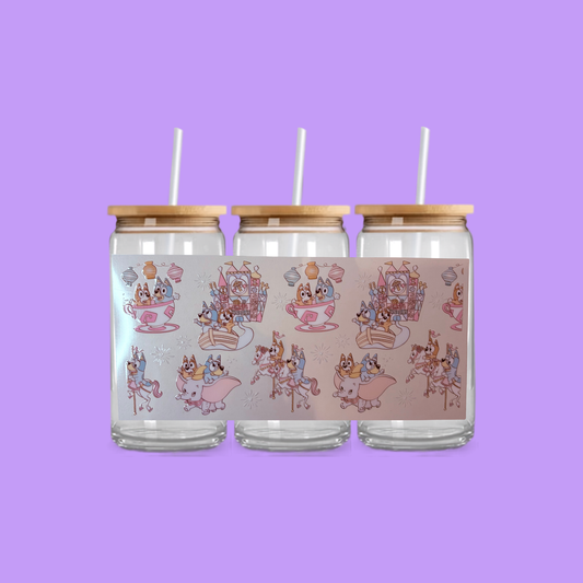 BLUEY DISNEYLAND GLASS CAN TUMBLER