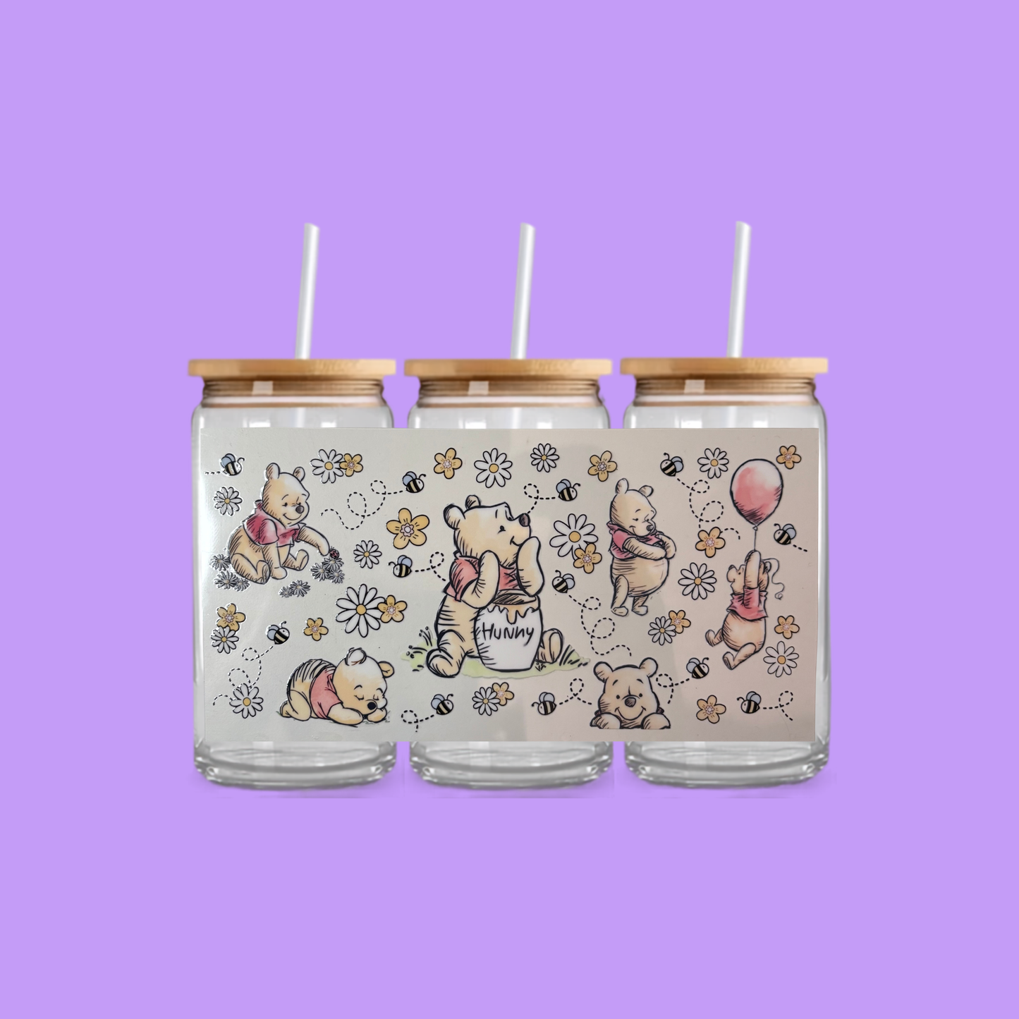 WINNIE THE POOH GLASS CAN TUMBLER