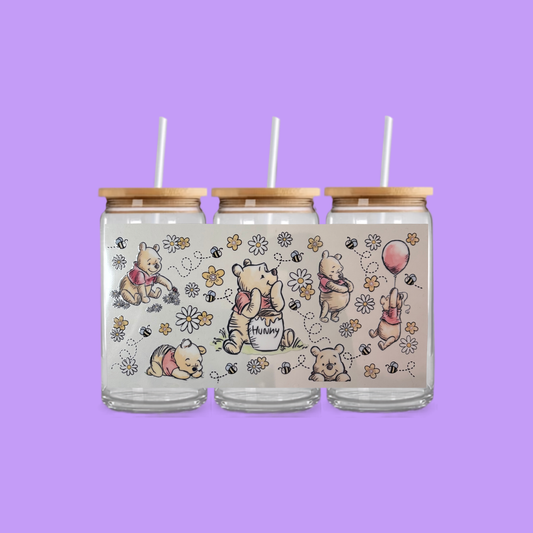 WINNIE THE POOH GLASS CAN TUMBLER